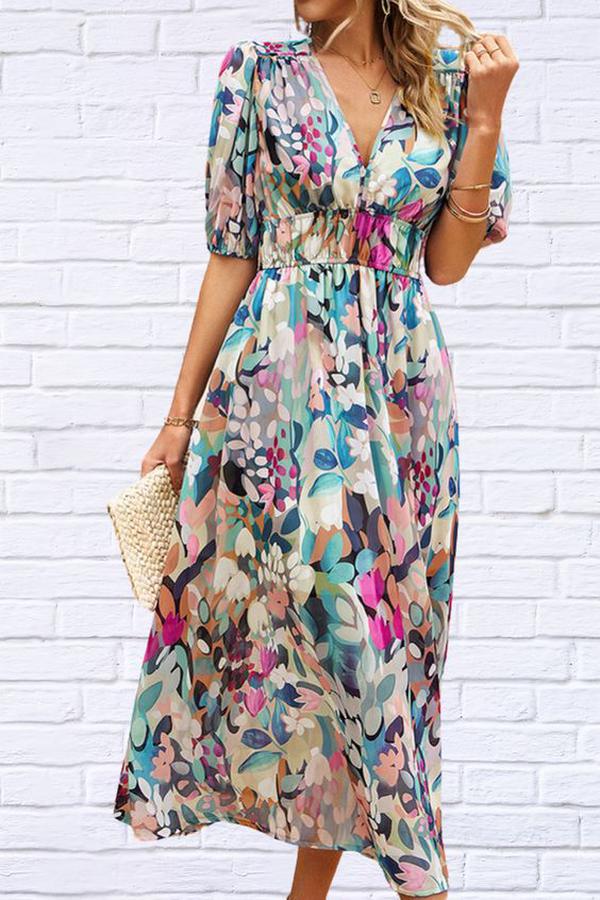 Lindberg | Floraglanz Kurzarmkleid