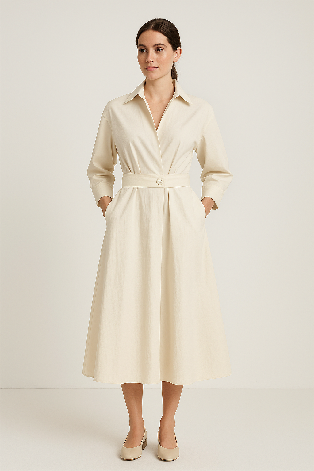 Lindberg | Sommerliches Damen Hemdblusenkleid in Baumwolloptik mit taillierter Passform
