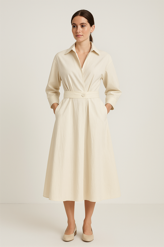 Lindberg | Sommerliches Damen Hemdblusenkleid in Baumwolloptik mit taillierter Passform
