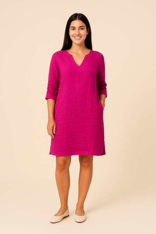 Lindberg | Damen Festliches Sommerkleid im Leinenstil mit V-Ausschnitt