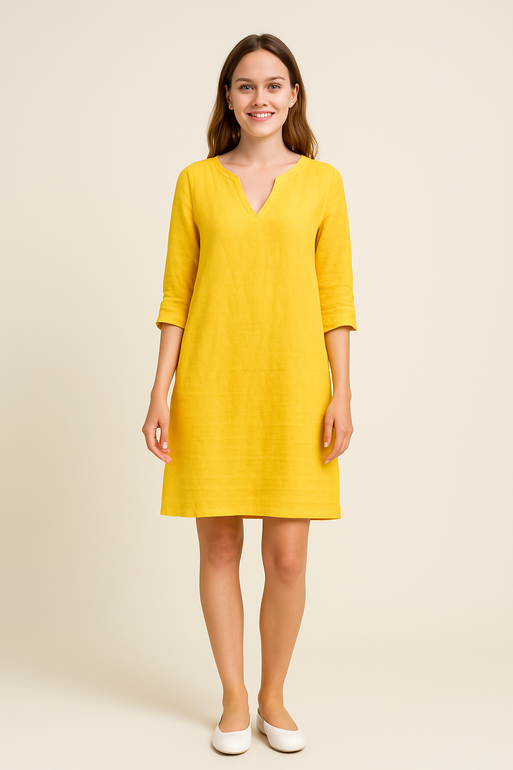 Lindberg | Damen Festliches Sommerkleid im Leinenstil mit V-Ausschnitt
