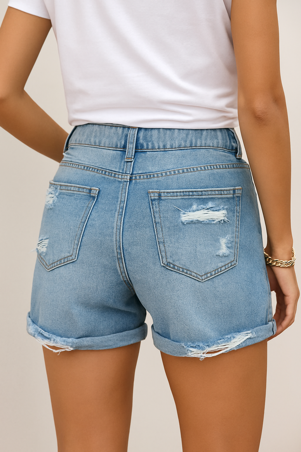Lindberg | Damen Jeansshorts mit Fransen und hohem Bund für Sommer und Urlaub