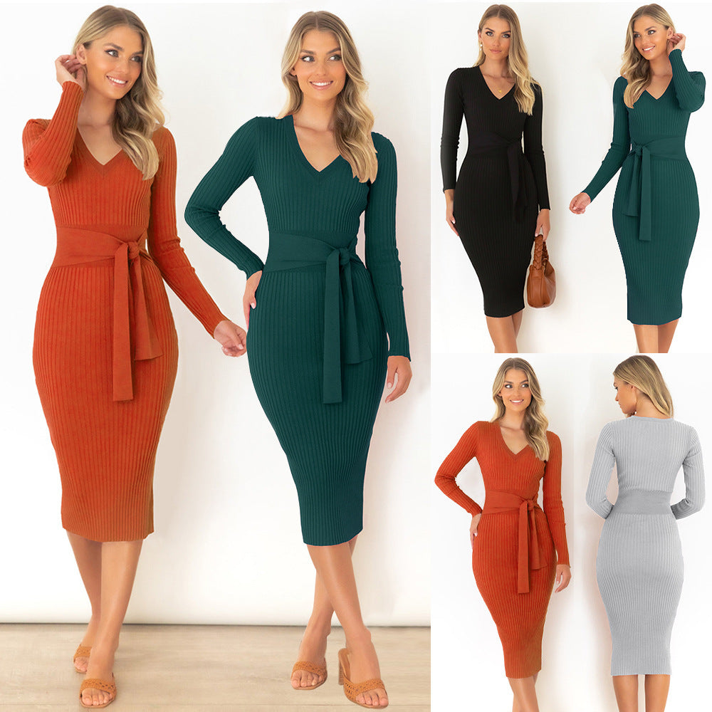 Lindberg | Schmales Kleid mit V-Ausschnitt