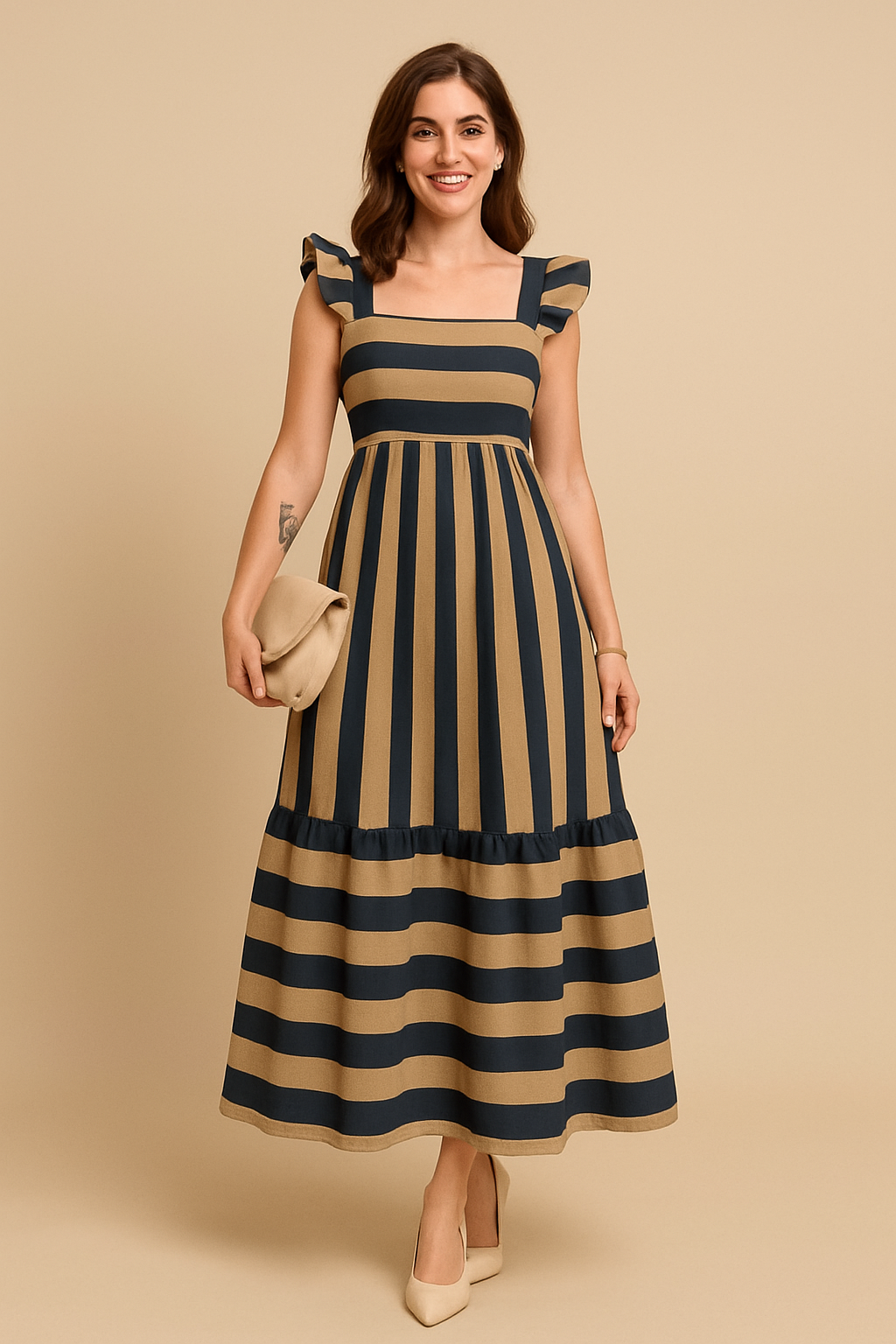 Lindberg | Sommerliches Damen Maxikleid gestreift mit Volantträgern