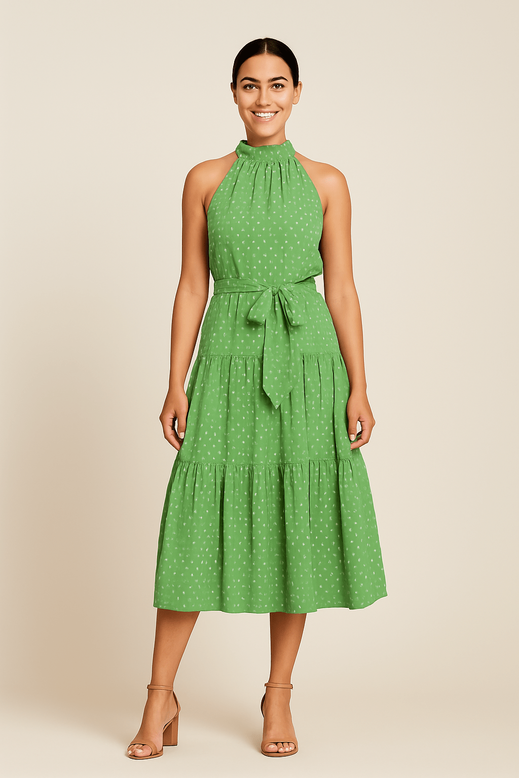 Lindberg | Festliches, atmungsaktives Damen Maxikleid mit Punktemuster