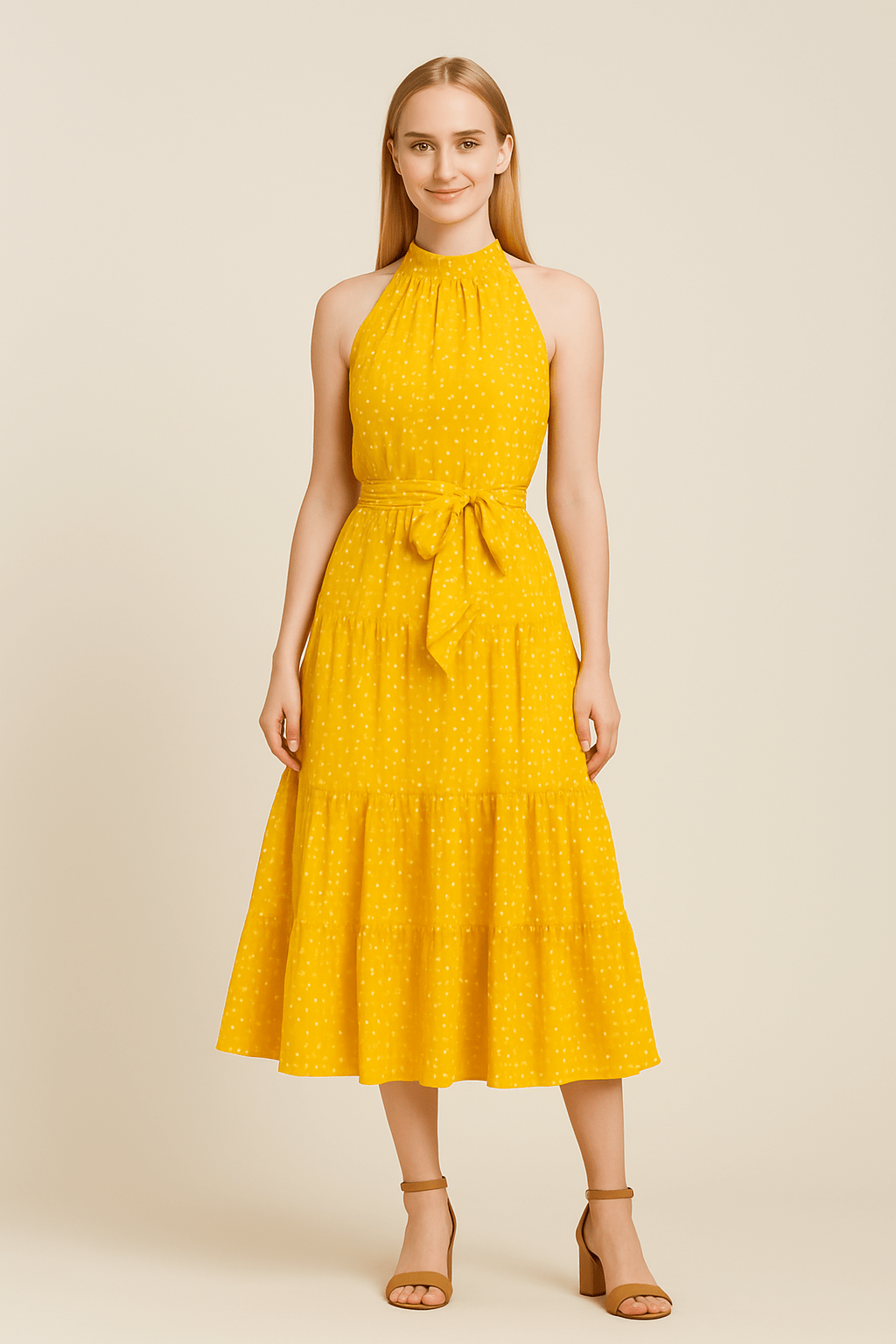 Lindberg | Festliches, atmungsaktives Damen Maxikleid mit Punktemuster