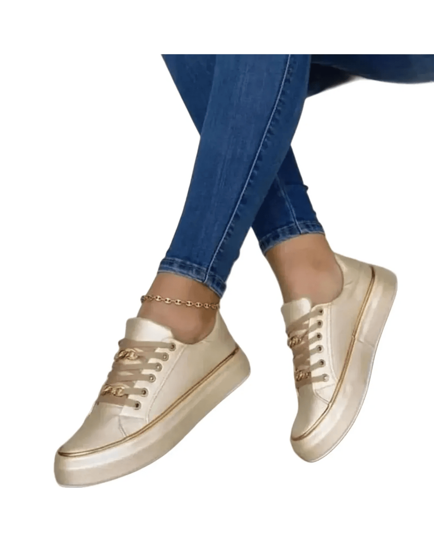 Lindberg | Damen Sneaker weiß mit goldfarbenem Akzent für Arbeit & Freizeit