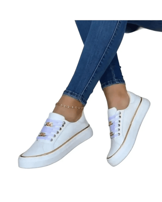 Lindberg | Damen Sneaker weiß mit goldfarbenem Akzent für Arbeit & Freizeit