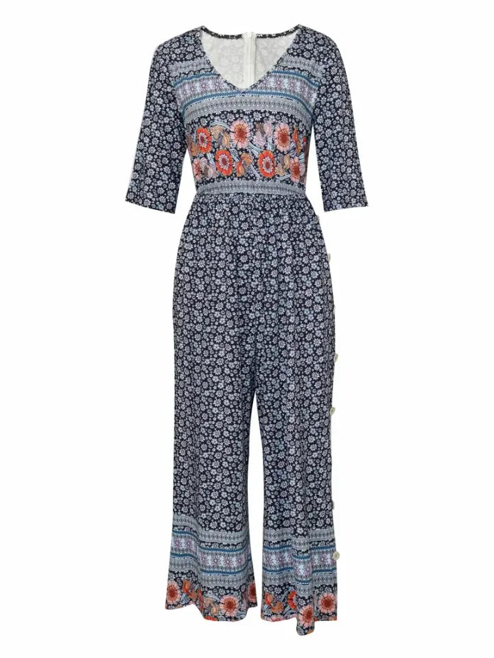Lindberg | Nerina Vintage Jumpsuit Im Boho Stil Mit Blumen