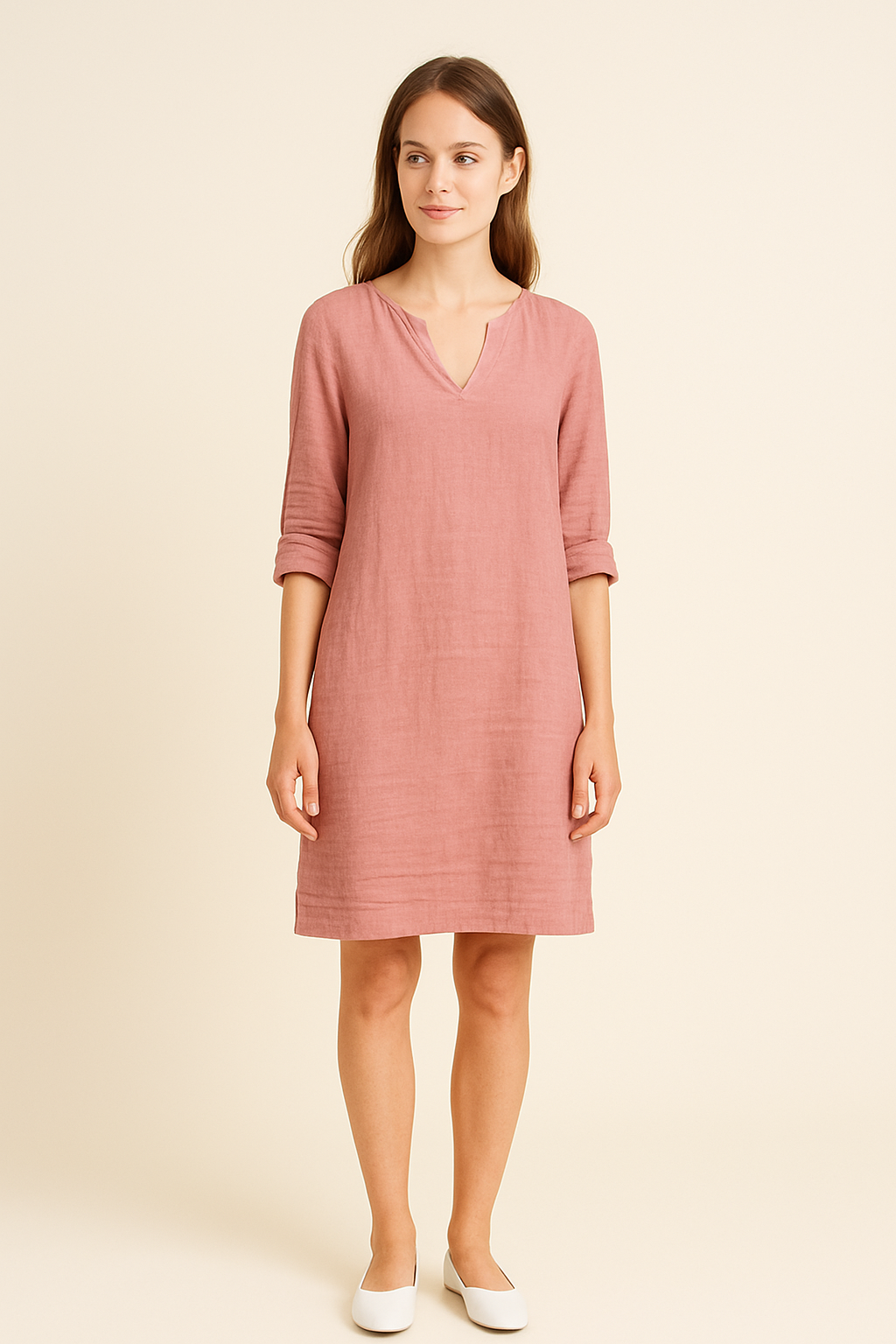 Lindberg | Damen Festliches Sommerkleid im Leinenstil mit V-Ausschnitt