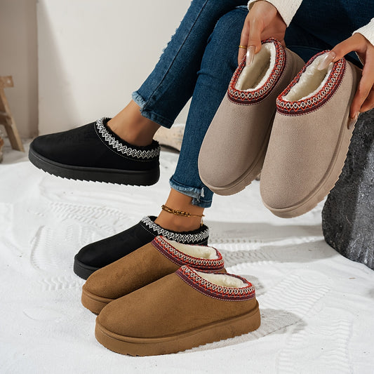 Lindberg / Damen bequeme Slip-On-Stiefeletten - dicke Plattformsohle, runde Zehen, warme Fleece-Futterung