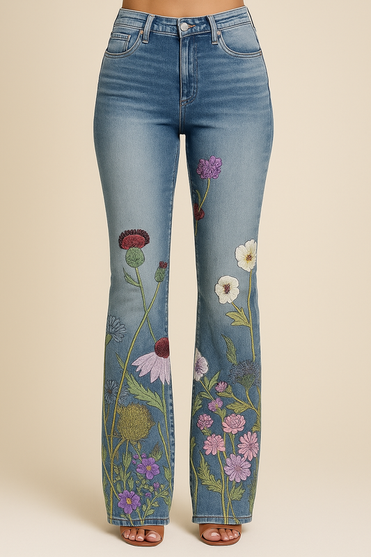 Lindberg | Damen Jeans mit Blumenmuster und hohem Bund für Arbeit & Freizeit