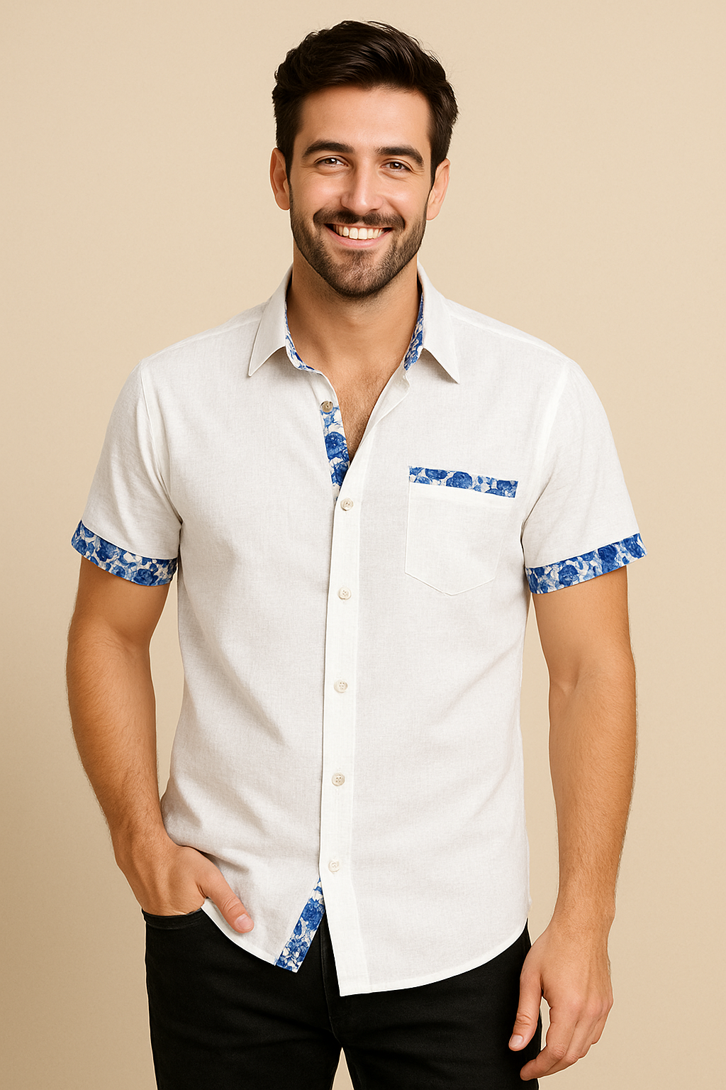 Lindberg | Herren Kurzarmhemd in Leinenoptik für Sommer und Freizeit