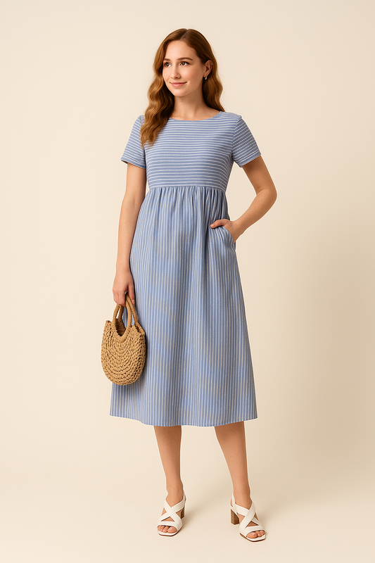 Lindberg | Sommerliches Damen Midikleid in Baumwolloptik mit schulterfreiem Schnitt