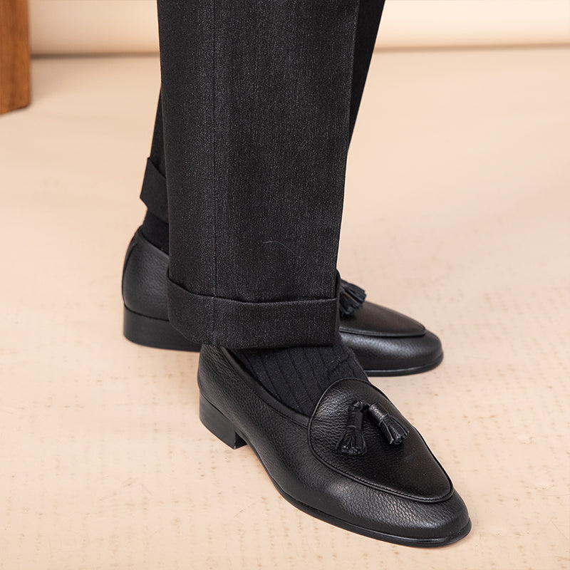 Lindberg | Belgische Loafers aus Leder mit Quaste und Kieselgur