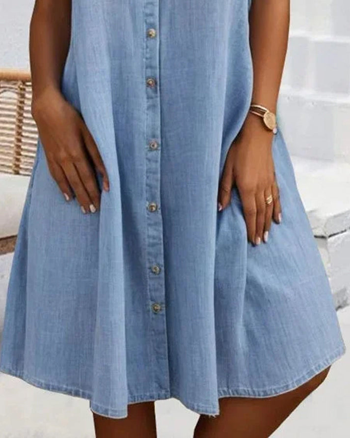 Lindberg | Sveta Kurzärmeliges Denim-Kleid mit Knopfleiste