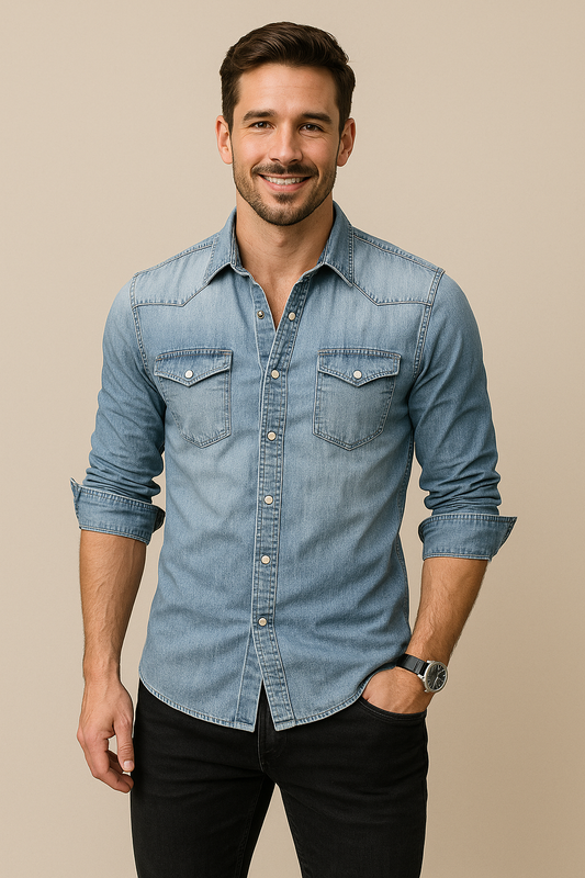 Lindberg | Herren Jeanshemd mit Brusttaschen für Sommer und Alltag