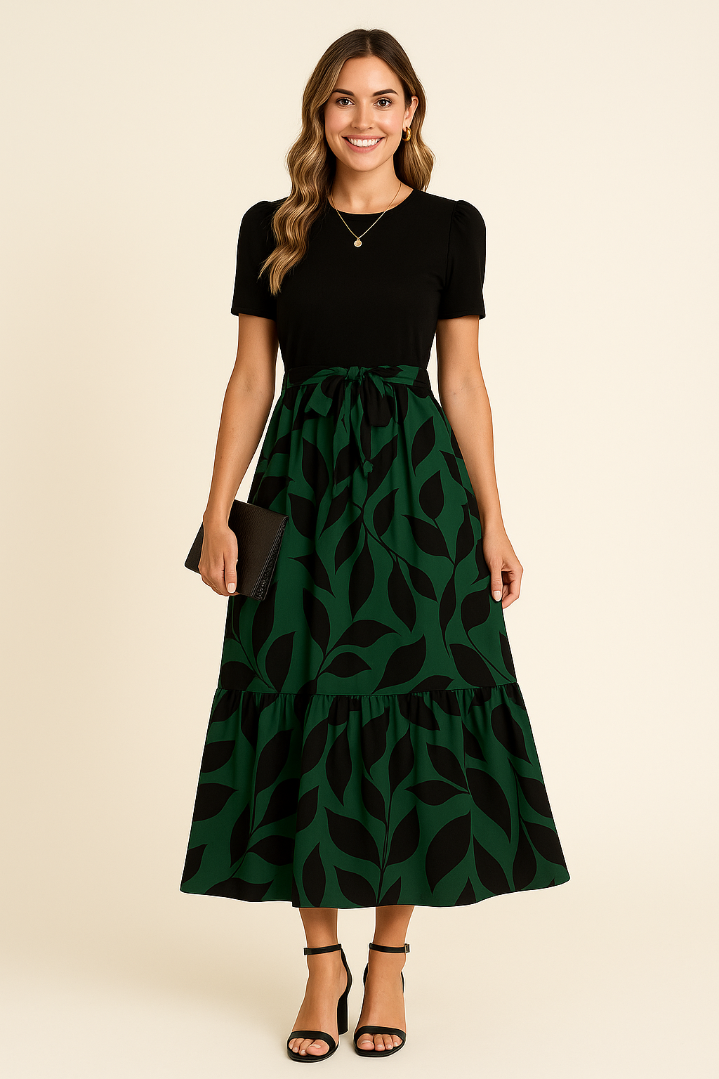 Lindberg | Sommerliches Damen Maxikleid mit Puffärmeln und taillierter Passform