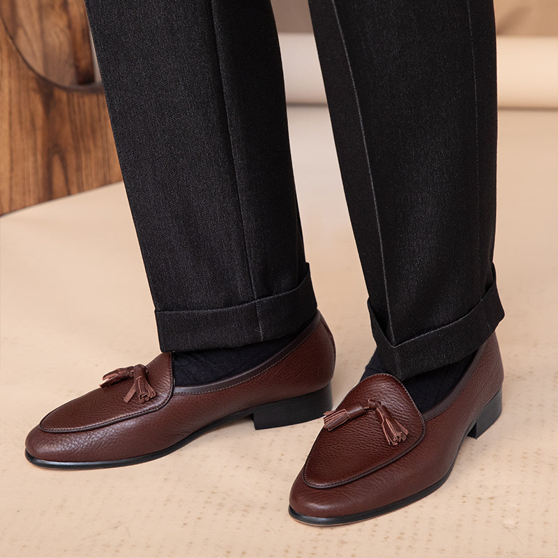 Lindberg | Belgische Loafers aus Leder mit Quaste und Kieselgur