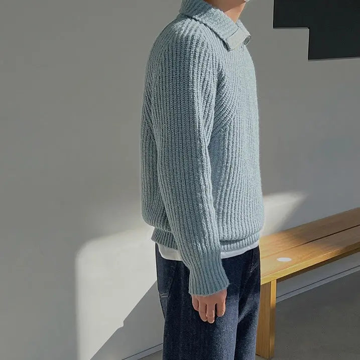 Lindberg | Azurblauer Pullover mit Viertel-Reissverschluss
